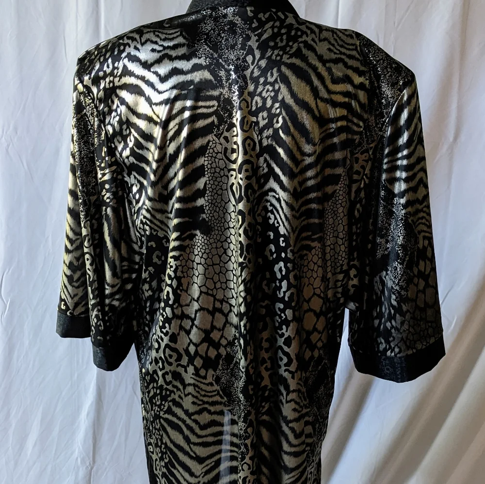Vintage Lady Gregory Duster/Komono/Jacket Black & Animal Print Size 16W - Picture 6 of 7